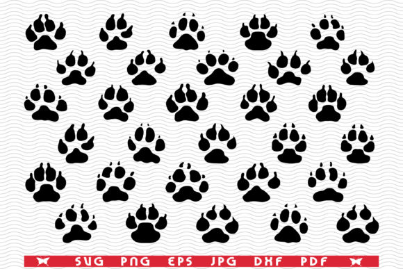 Black Silhouettes Dog Footprint