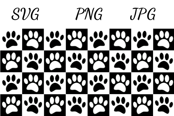 Checkered Pattern Dog Paw Prints