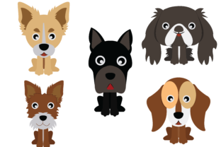 Dog Flat Icon Design Vector Bundle