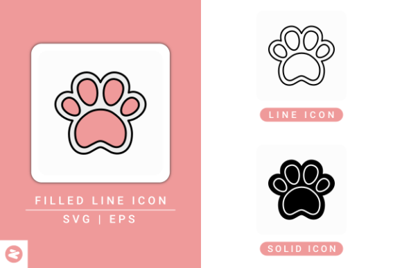 Dog Paw Icons Set