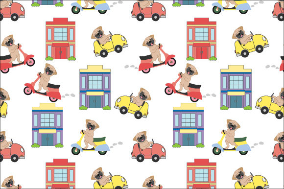 Dog Wit Car and Motorcycle Pattern