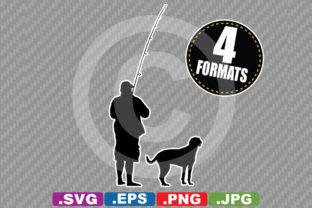Man Dog Fishing Silhouette