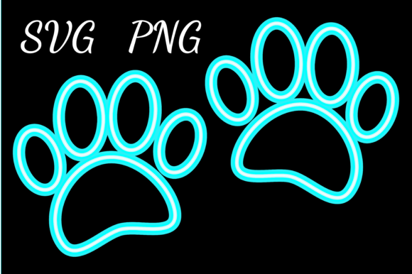 Neon Dog Paw Prints