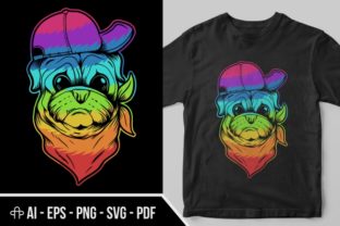 Pug Dog Hat and Bandana Colorful