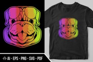 Pug Dog Head Colorful