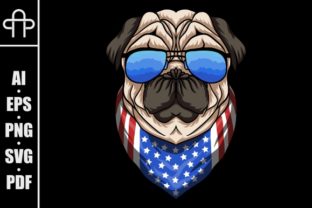 Pug Dog USA Flag Bandana